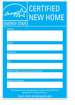 ENERGY STAR logo and New Homes sticker