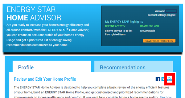 ENERGY STAR Home Advisor screenshot