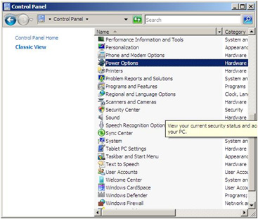 Manually activating power management in Windows Vista Image 3