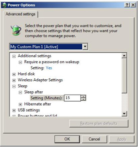 Manually activating power management in Windows Vista Image 6