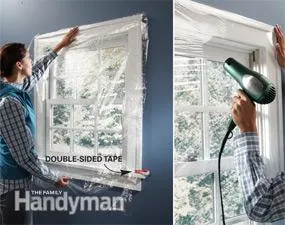 sealing a window with plastic sheet