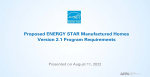 Proposed ENERGY STAR Manufactured Homes Version 2.1 Program Requirements