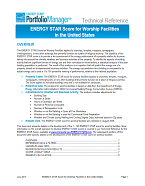Screenshot of the first page of the technical guidance, "ENERGY STAR score for worship facilities"