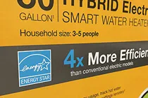 ENERGY STAR label on a water heater box