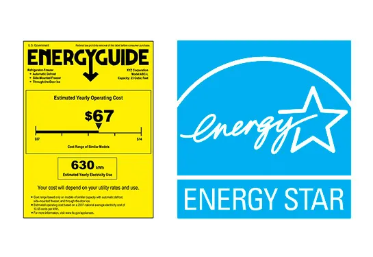 The EnergyGuide label and the ENERGY STAR label.